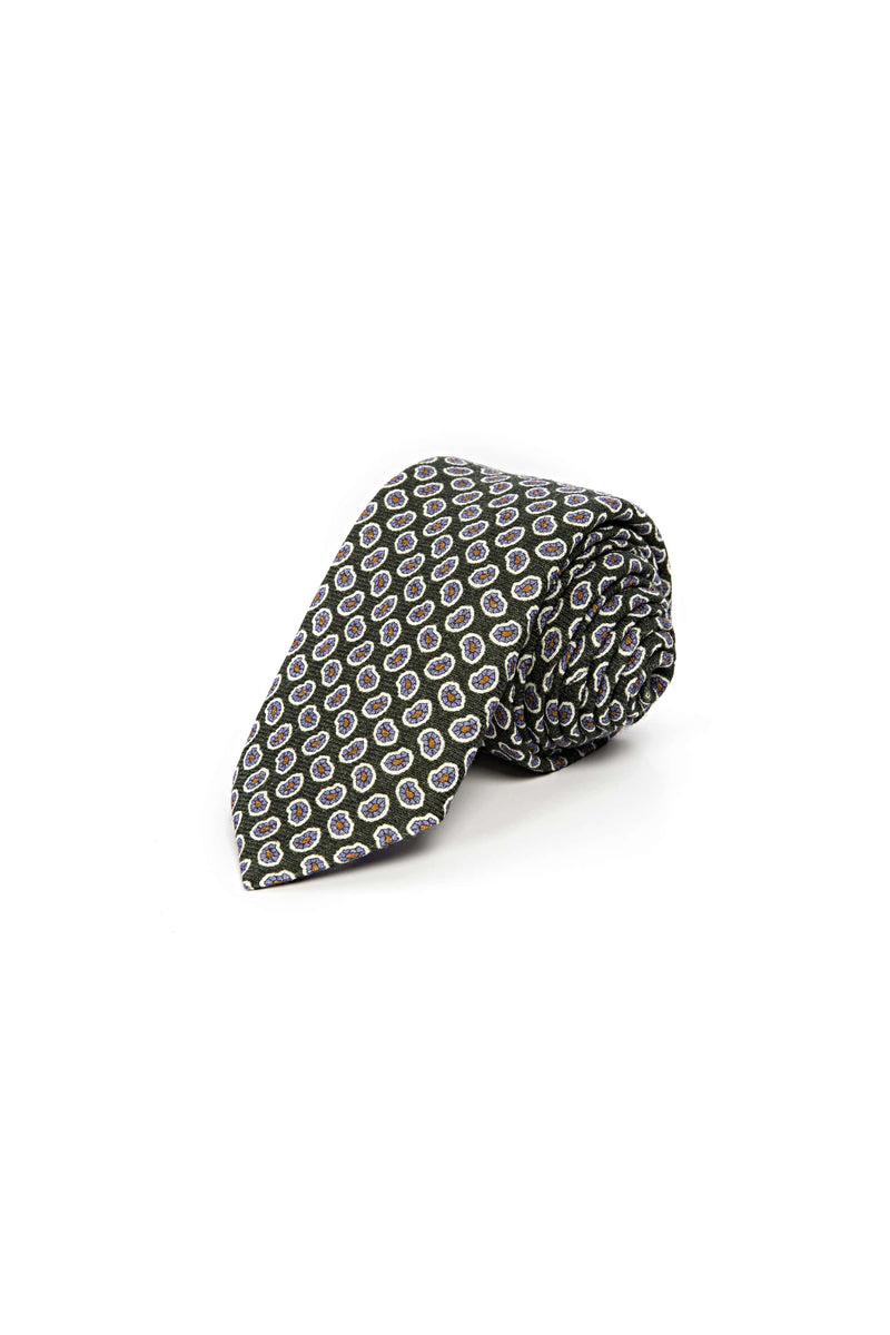 Romano Botta Green Flowered Wool Tie
