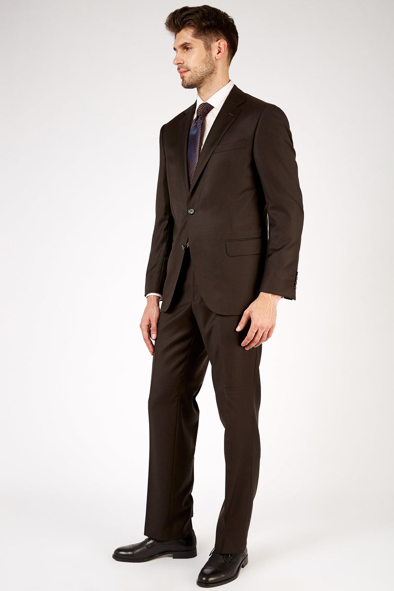 Romano Botta Classic Fit Two-Button Plain Brown Italian Suit