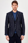 Romano Botta Navy Plaid Wool Blazer