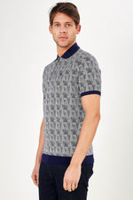 Romano Botta Short Sleeve Zip Neck Navy Polo T-shirt