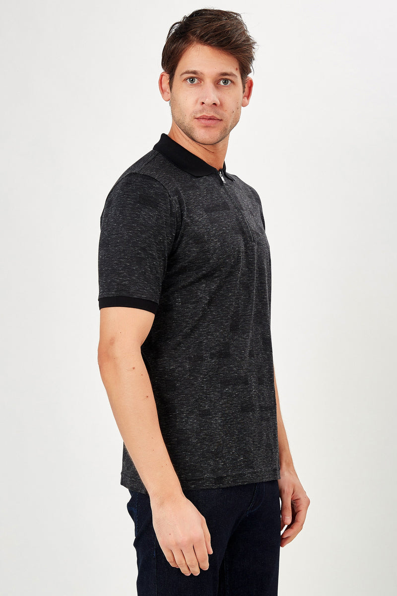 Romano Botta Short Sleeve Black Giza Cotton Polo T-shirt