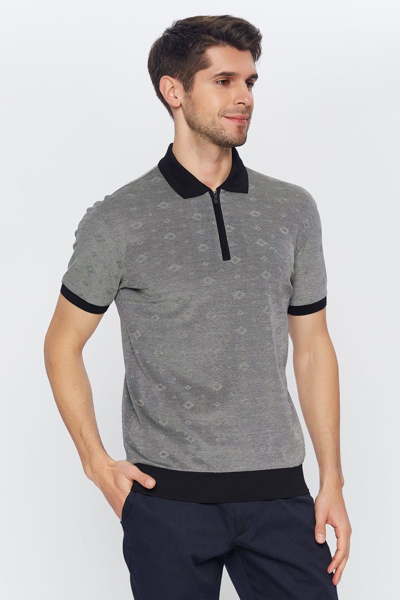 Romano Botta Short Sleeve Black-Ecru Polo T-shirt