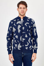 Romano Botta Navy-Grey Wool Cardigan