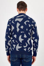 Romano Botta Navy-Grey Wool Cardigan