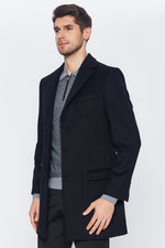 Romano Botta Black Wool And Cashmere Blend Overcoat