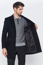 Romano Botta Black Wool And Cashmere Blend Overcoat