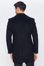 Romano Botta Black Wool And Cashmere Blend Overcoat